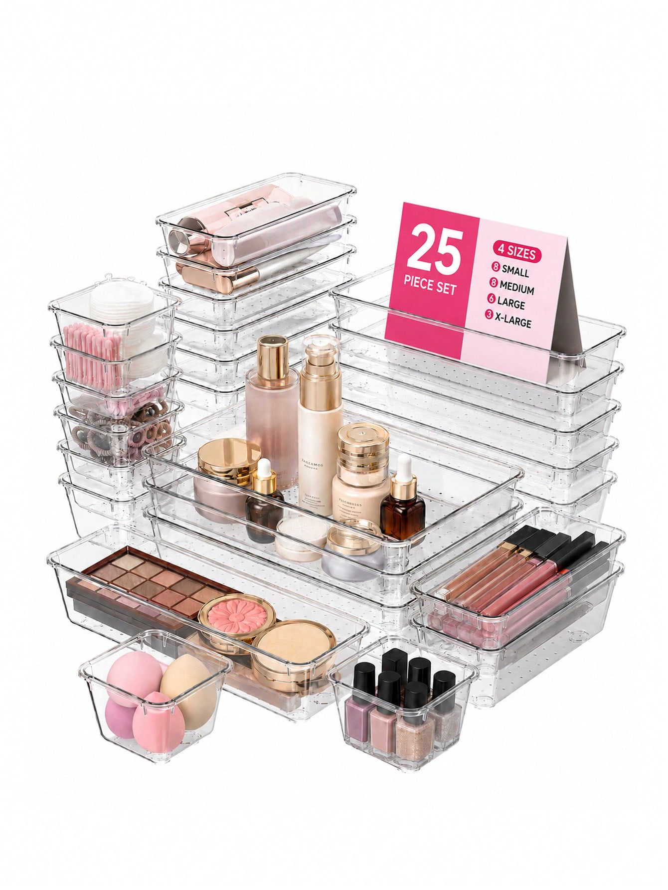 Kitchen Gadgets And Utensils - 13/25/44pcs Clear Plastic Drawer Organizers Set,