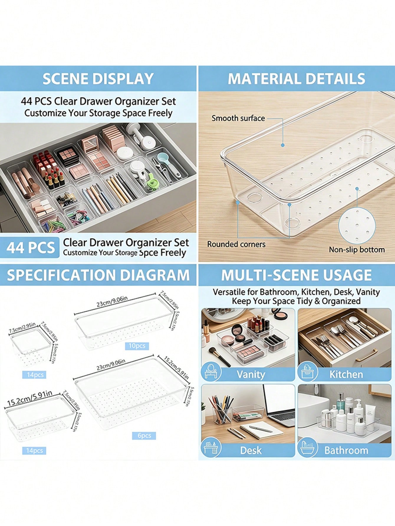 13/25/44pcs Clear Plastic Draw - Kitchen Gadgets And Utensils review and price