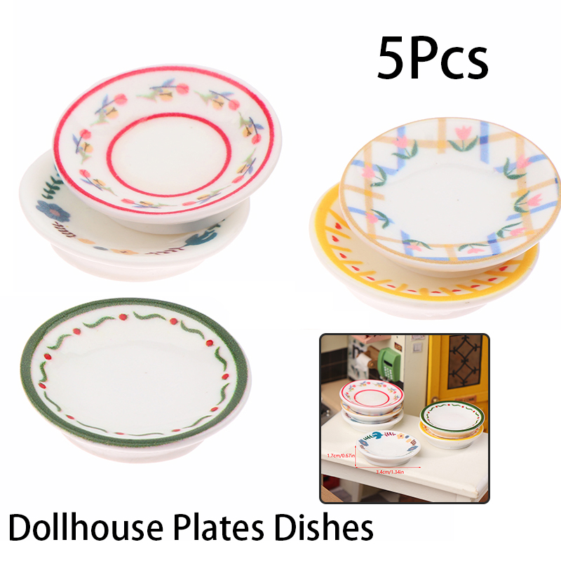 5Pcs 1/12 Dollhouse Mini Plate - Kitchen Gadgets Wholesale review and price